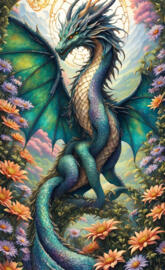Majestic dragon with floral wings