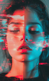 Glitch Effect Image - Neon Digital Art