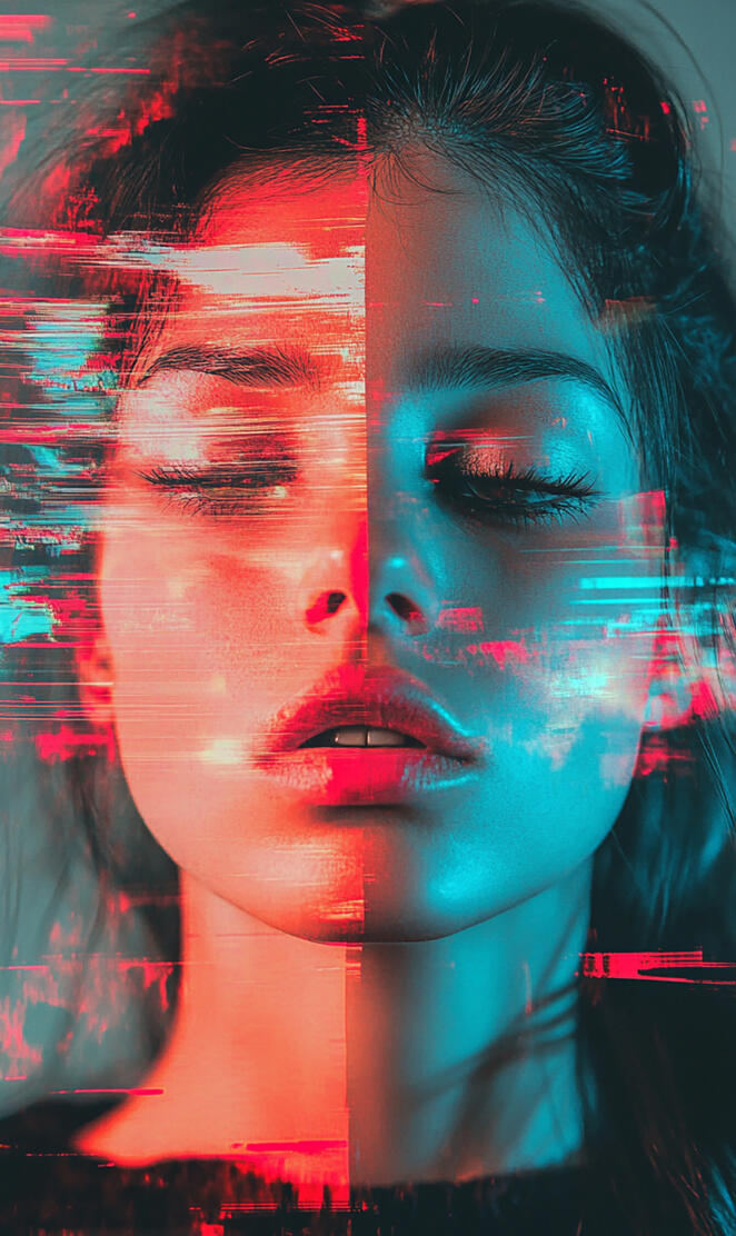 Glitch Effect Image - Neon Digital Art