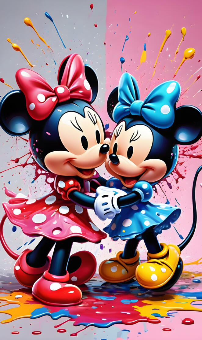 🩷pink Minnie & 🩵blue Minnie unite!🎀🫂💞💌🎨🖌️👯‍♀️