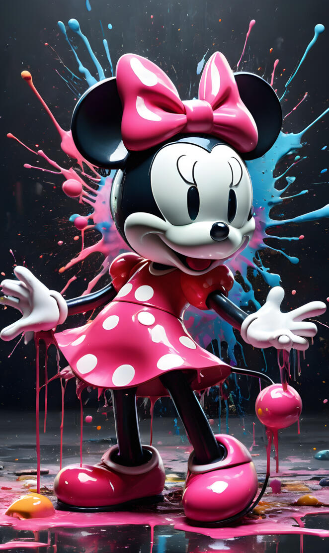 A Splash of Minnie Portrait 🎀🎨🖌️💨✨🤍💞🖤
