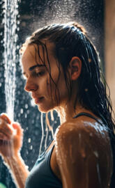 a person with water dripping from the face