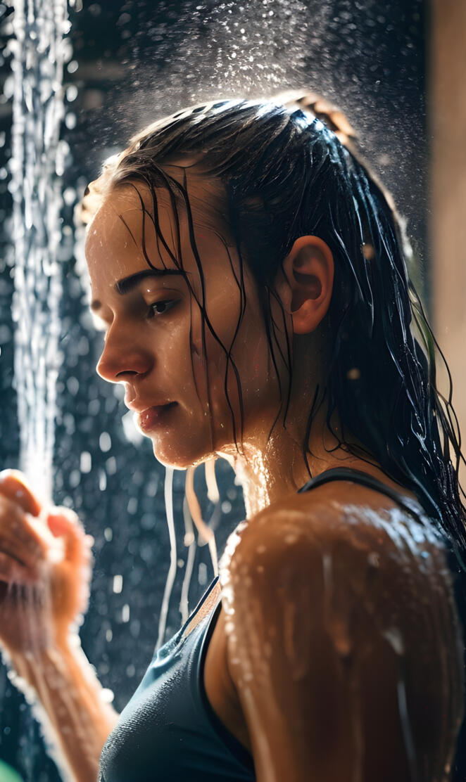 a person with water dripping from the face
