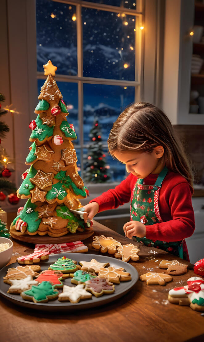 Girl Baking Christmas Cookies