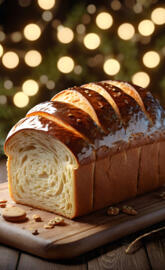 a loaf of bread with chocolate spread