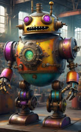 multicolored android steampunk