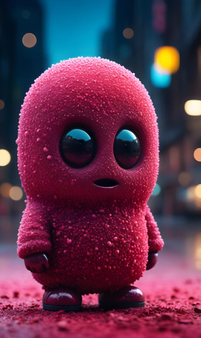 a pink toy with a face