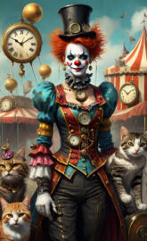 a person in a garment with cats