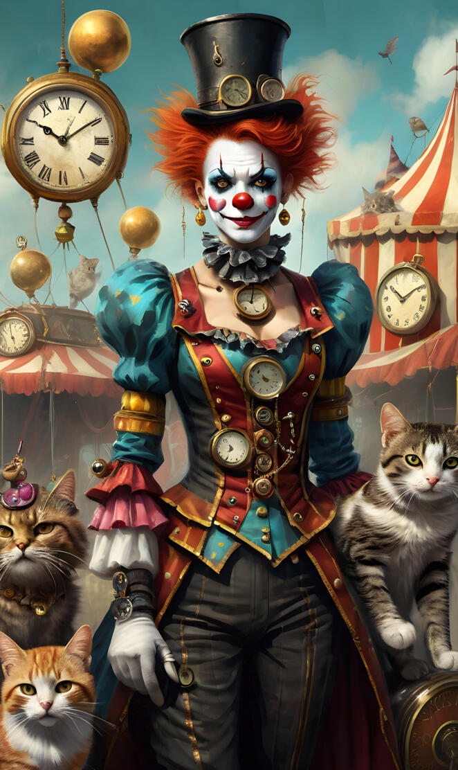 a person in a garment with cats