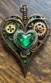 exploding green heart steam