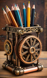 Steam punk Pencil Holder