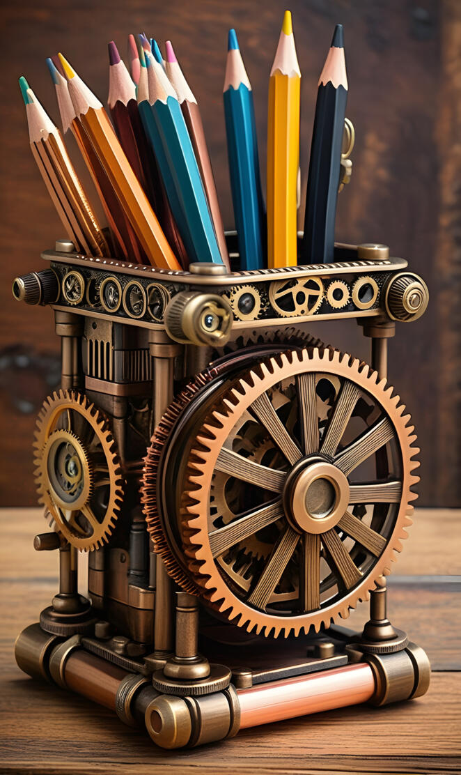 Steam punk Pencil Holder