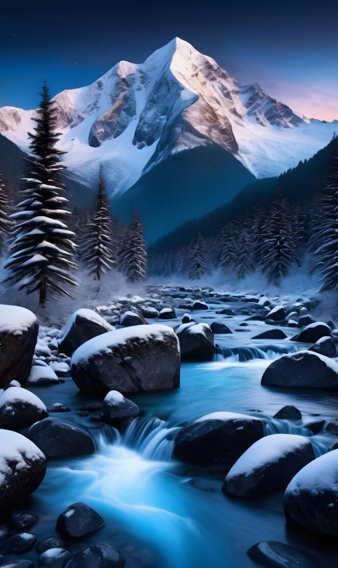 Winter Mountain and Steam