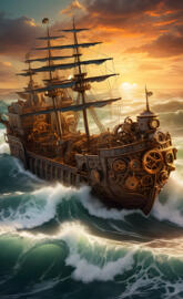 steam punk beach boat