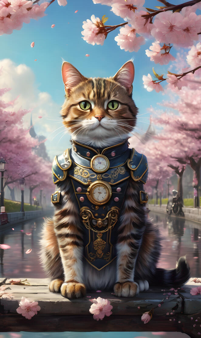 cherryblossom steam punk kitty