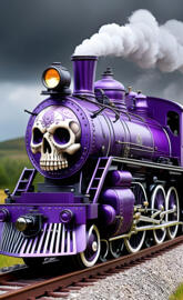 skull and steam train