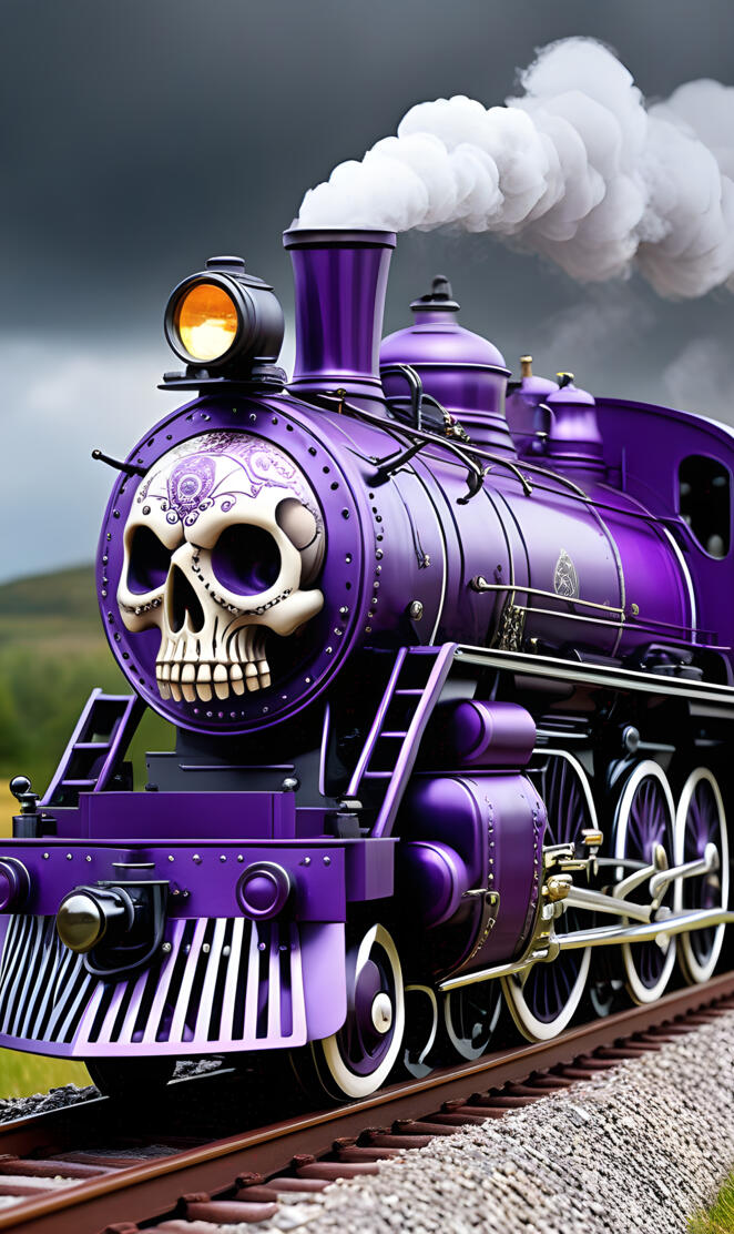 skull and steam train