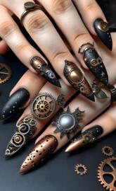 steam punk nails black
