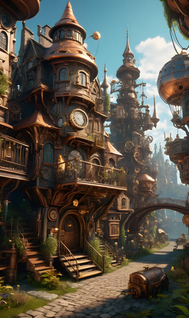 Steam punk fairy town