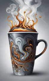 stained cup coffee gray smoke insanely detailed beautifully lit trippy