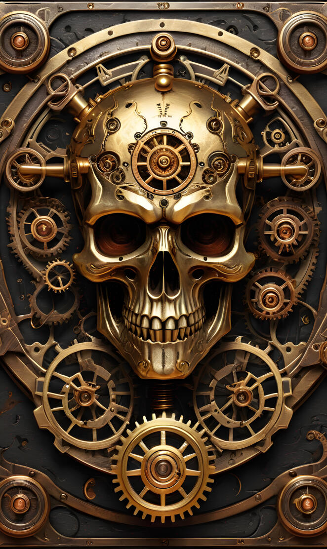 Icon of sin in golden steampunk style.