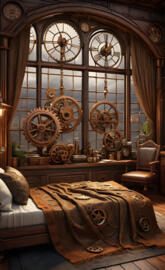 old steam punk bed room