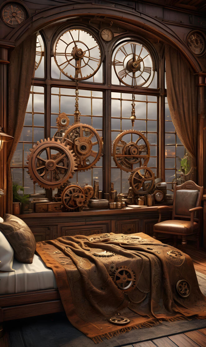 old steam punk bed room