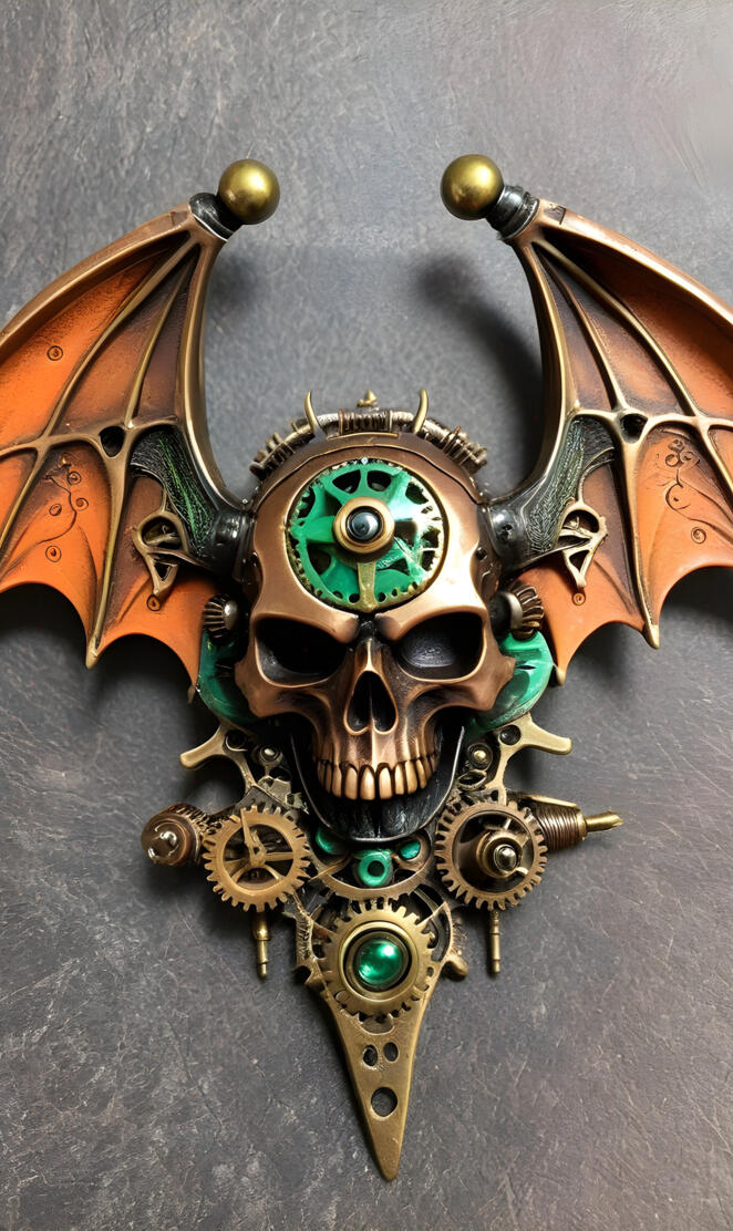 Halloween,Steam Punk, bat skull