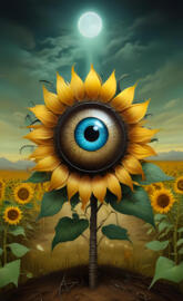 AI steam punk eyeball sunflower