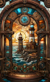Steam punk & Stained glass lighthouses