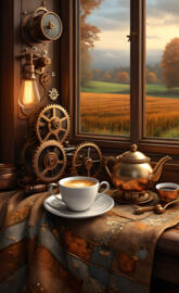 autumn day coffee steam punk