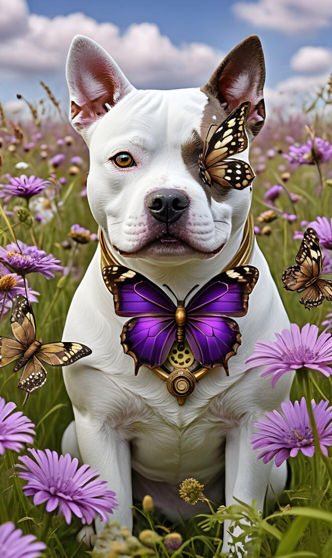 staffy dog steam punk butterfly