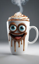 a mug with a face on it