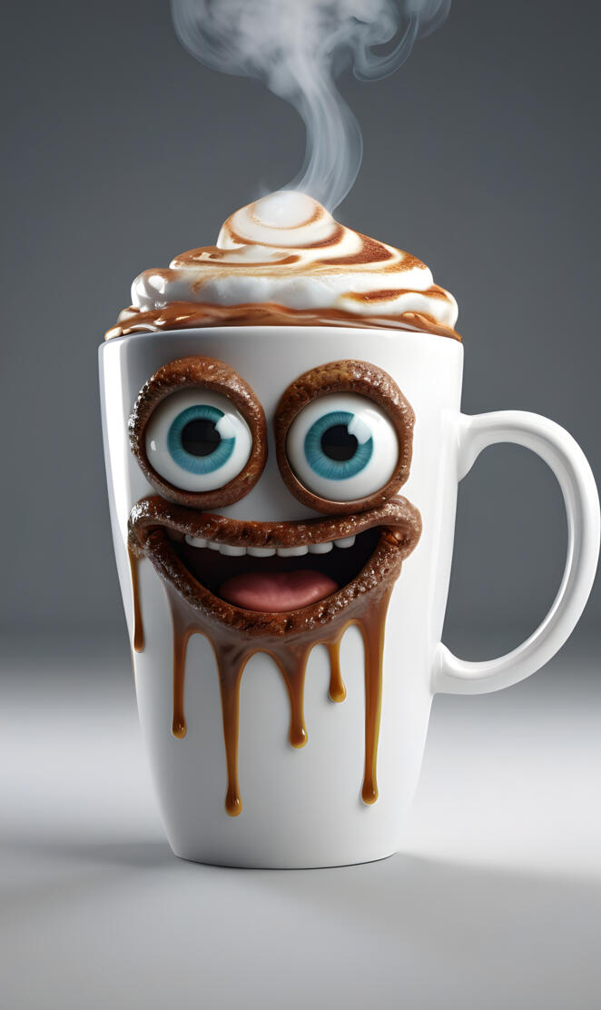 a mug with a face on it