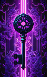 a purple and black graphic