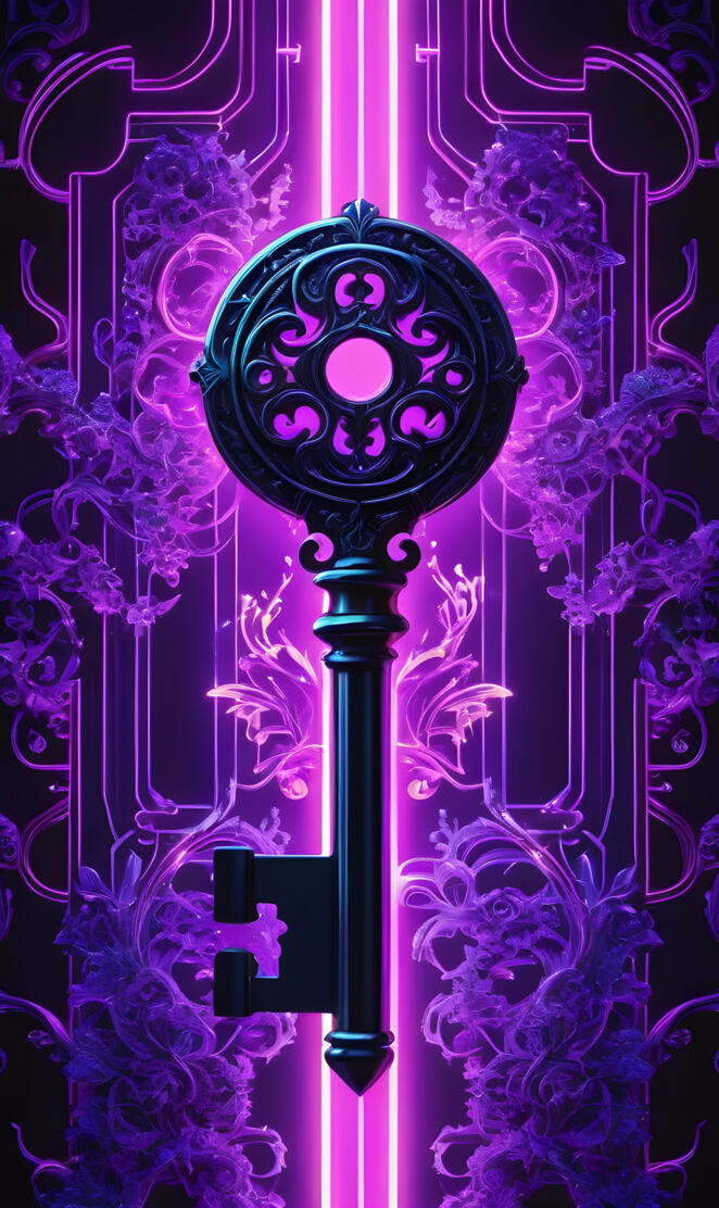 a purple and black graphic