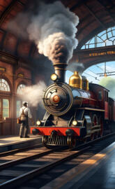 a person standing next to a train