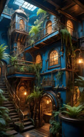 a large ornate building with a staircase