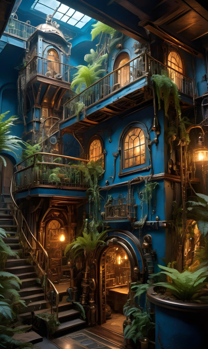 a large ornate building with a staircase