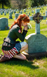 steam Punk, military cemetery, white headstones, cross