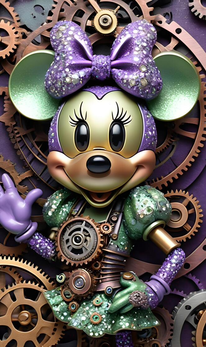 noen purple & green glittering steam punk Minnie mouse