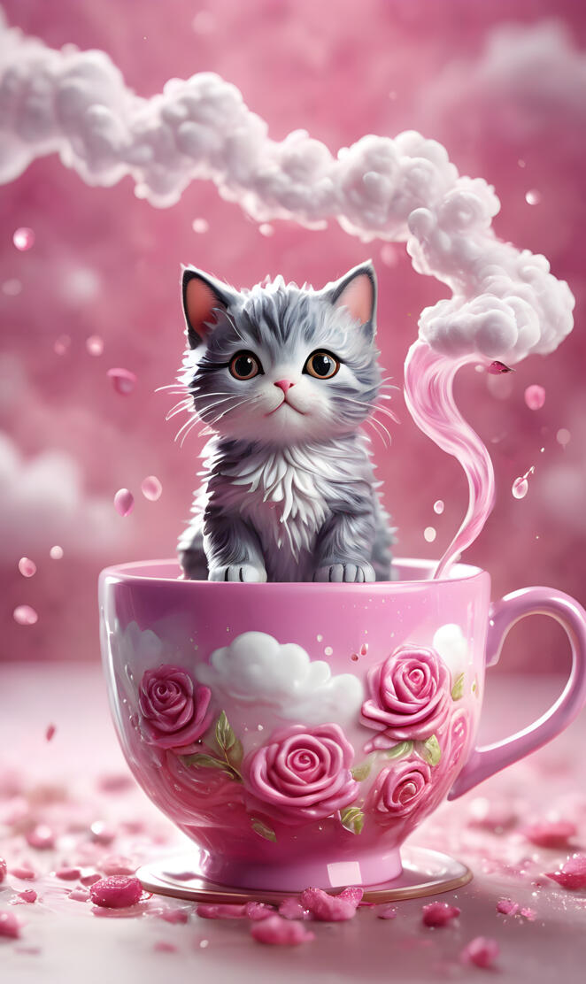 a cat in a teacup