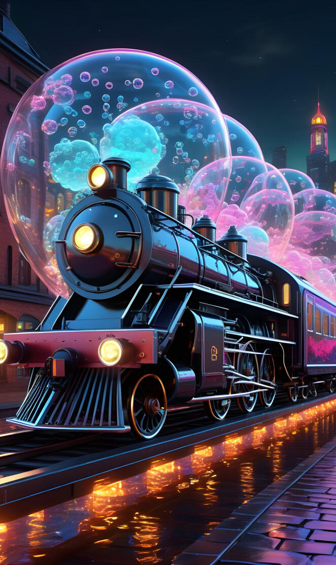 a train with lights on it