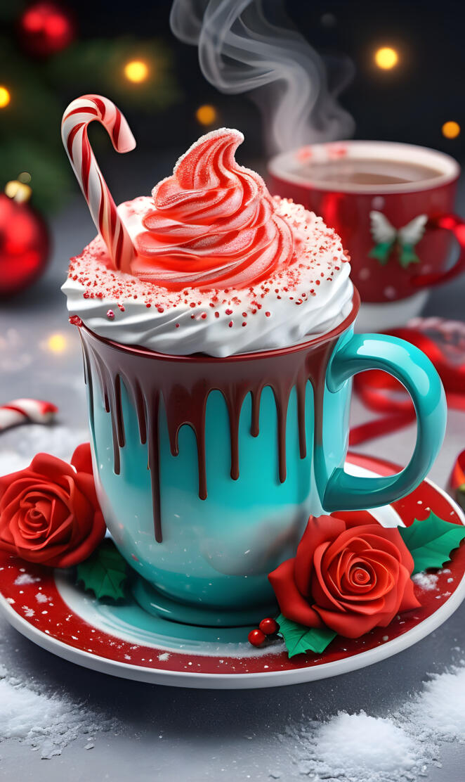 a cup of coffee with whipped cream and a red rose on a plate