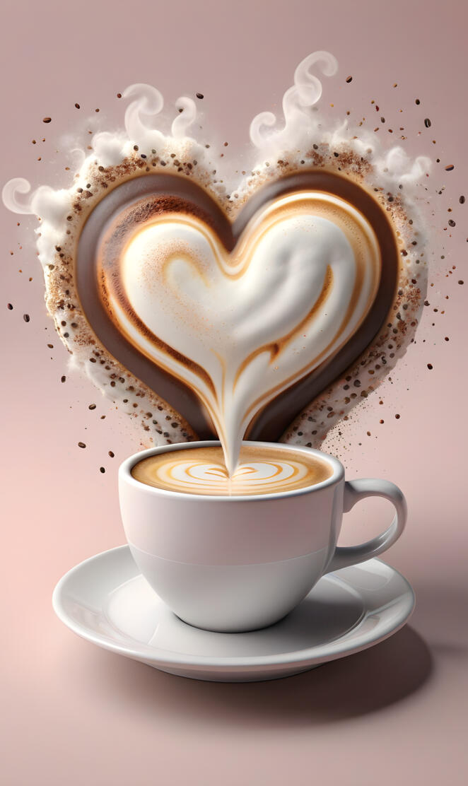 a cup of coffee with a heart shaped cookie on top