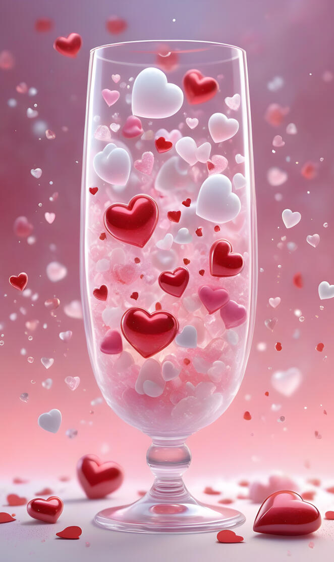Valentines glass of love