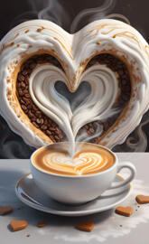 a cup of coffee and a cake