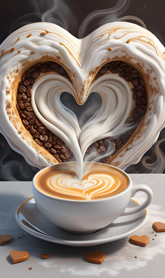 a cup of coffee and a cake