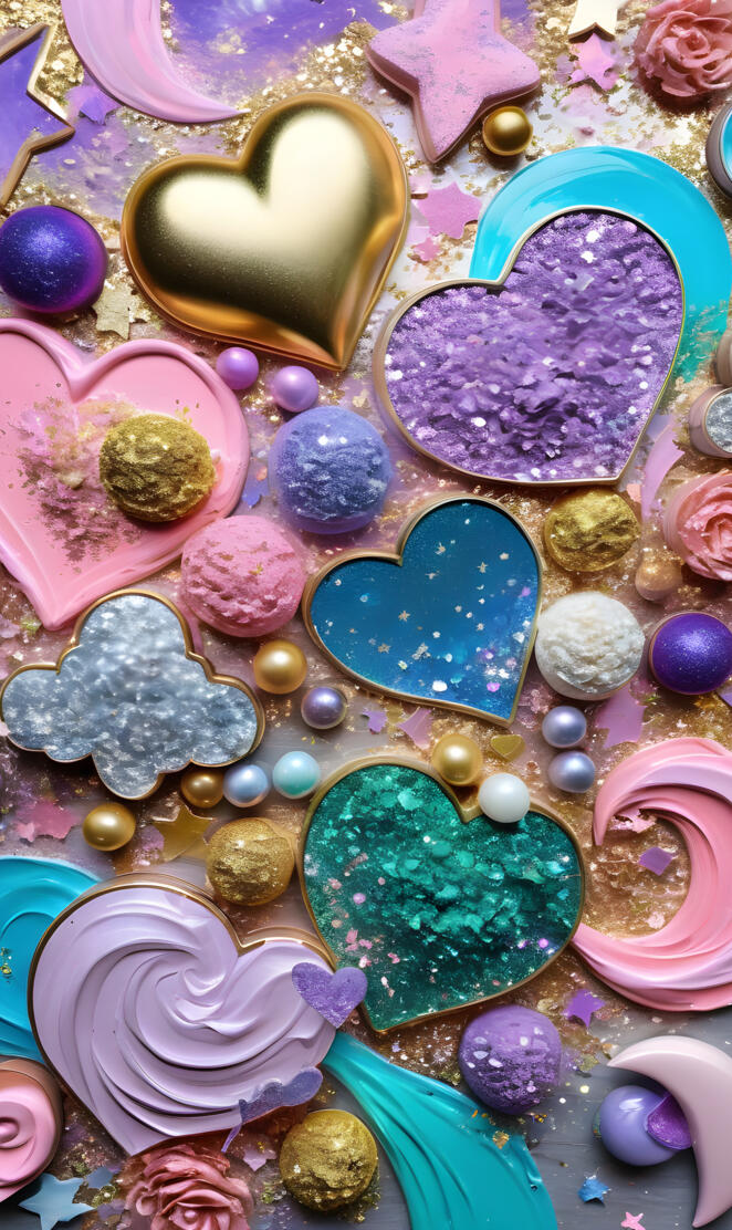 a group of colorful round objects