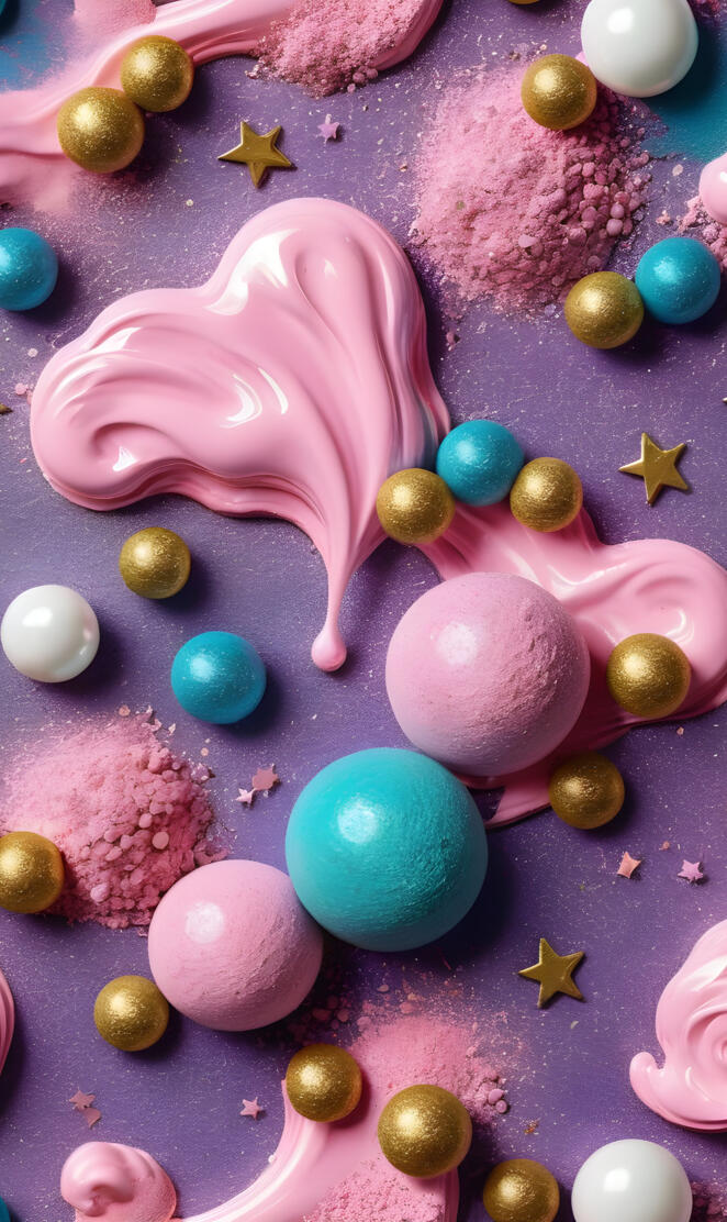 a group of colorful round objects